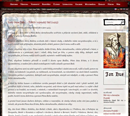 1423 - Listy Jana Žižky - Žižkův vojenský řád