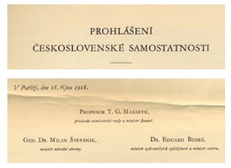 1918 - Prohlášení československé samosatnosti